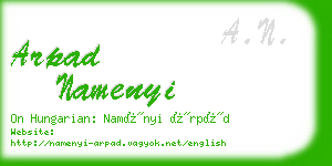 arpad namenyi business card